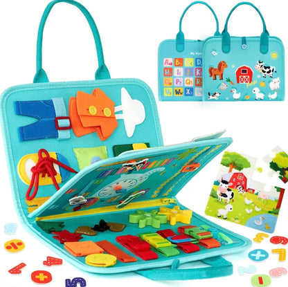 Montessori Busy Board Book – 28-in-1 Toddler Activity Kit