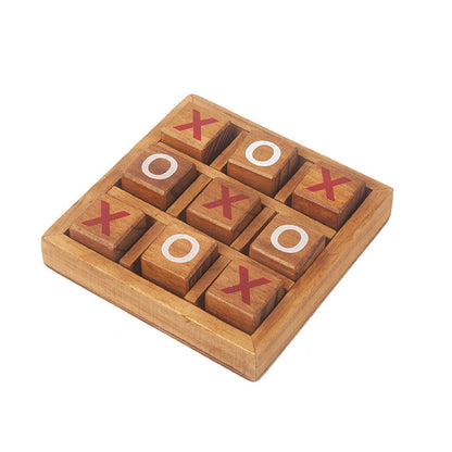 Classic Wooden Tic-Tac-Toe Game Set for Kids and Adults