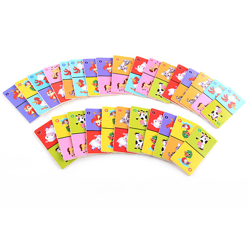 Wooden Animal Domino Matching Game for Kids