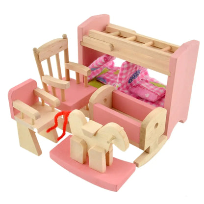 Creative Kids' Wooden Bunk Bed Playset