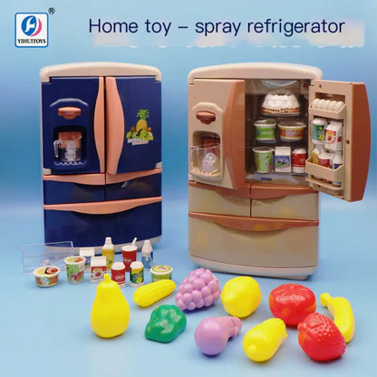 Mini Spray Refrigerator Toy Set with Food & Light