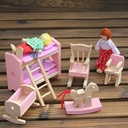 Creative Kids' Wooden Bunk Bed Playset