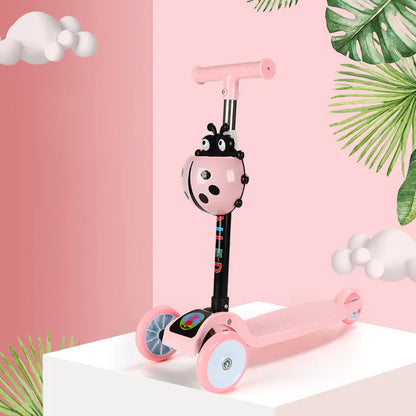 Pink 3-Wheel Kids Scooter | Adjustable & LED Wheels