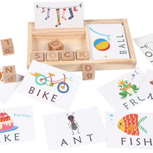 Wooden Spelling Game with Flash Cards & Letter Blocks