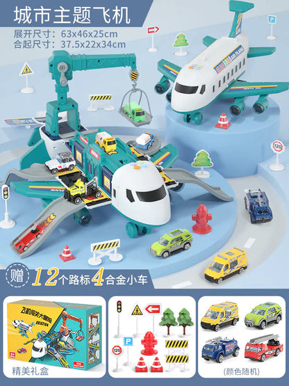 City Airport Playset with Plane, Cars & Road Signs