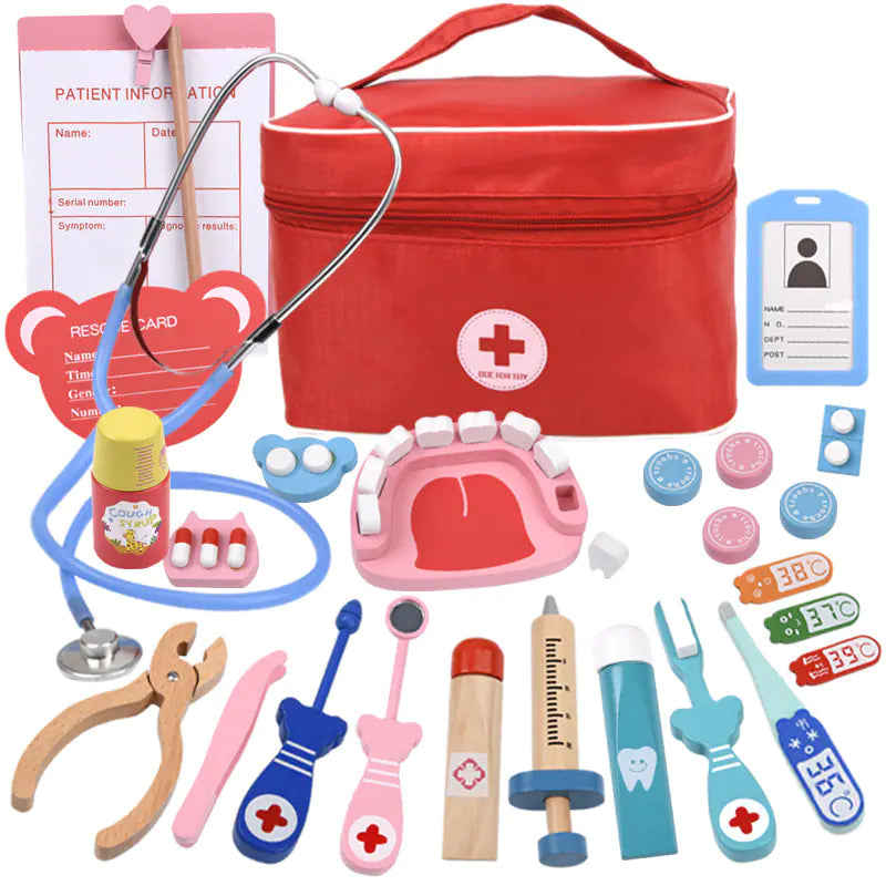 Kids' Wooden Doctor Kit - Carry Bag Set