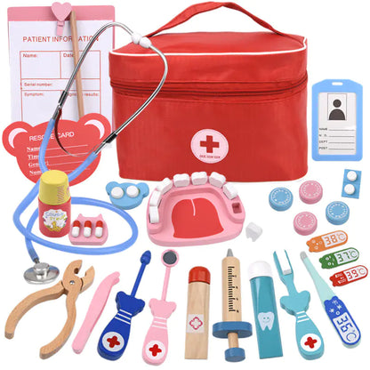 Kids' Wooden Doctor Kit - Carry Bag Set