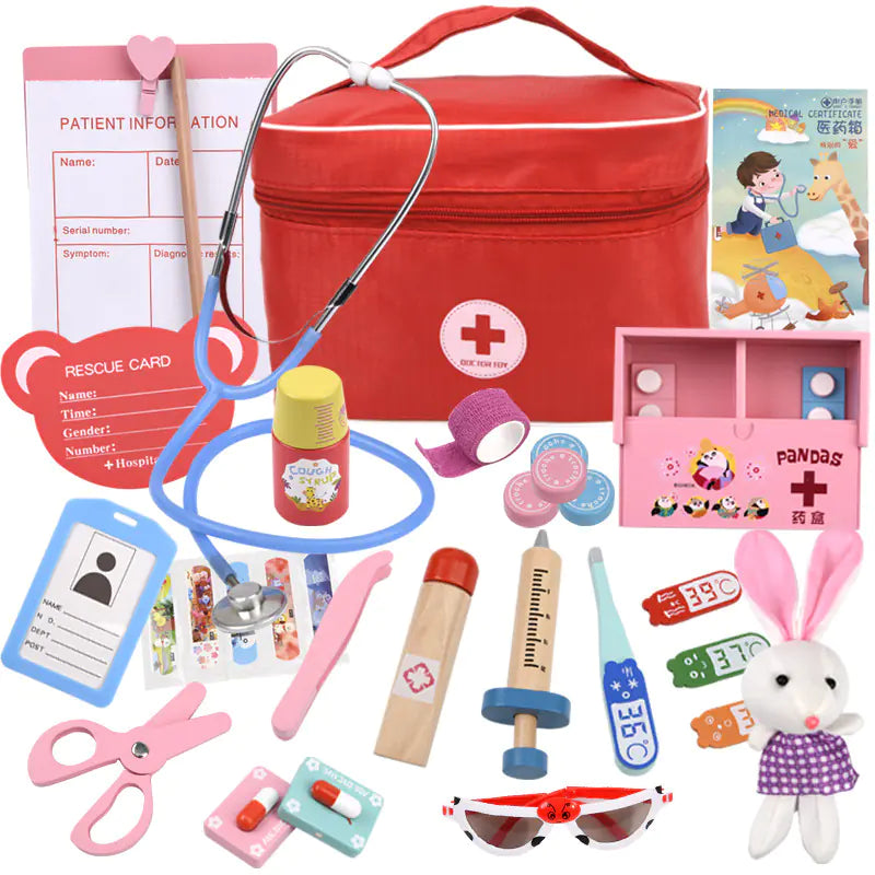 Kids' Wooden Doctor Kit - Carry Bag Set