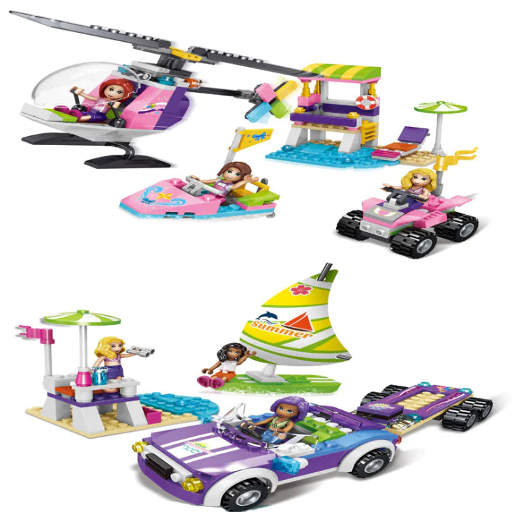 Girls’ Beach Rescue Helicopter & Jet Ski Building Set