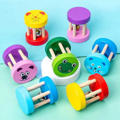 Animal Face Wooden Rattle Toy Set for Toddlers