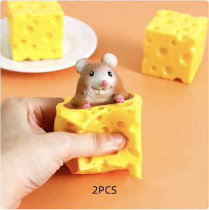 Squeeze Cheese Toy with Hidden Mouse – Stress Relief Fun