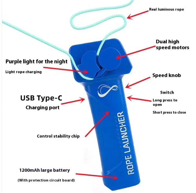 Glowing Rope Launcher Toy – Rechargeable & Fun to Play