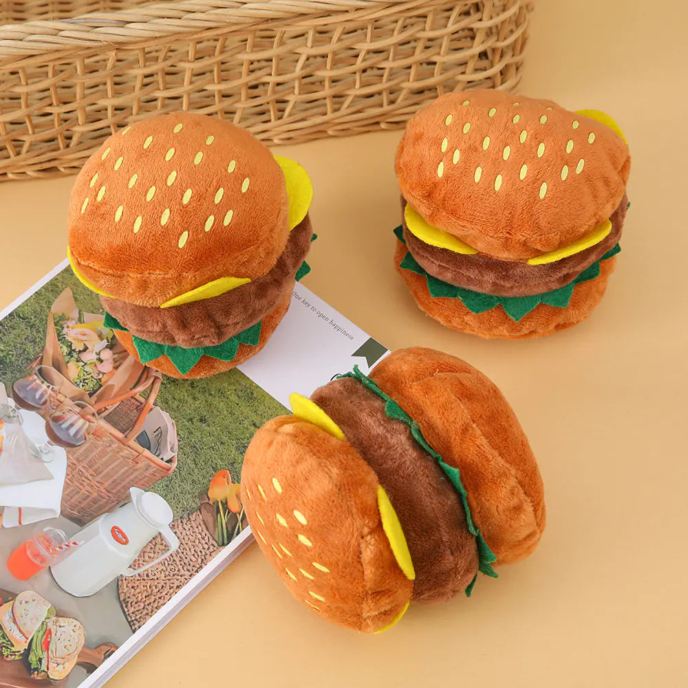 Hamburger Sound Chew Toy for Dogs