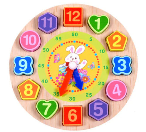 Colorful Wooden Shape Clock Toy for Kids Learning