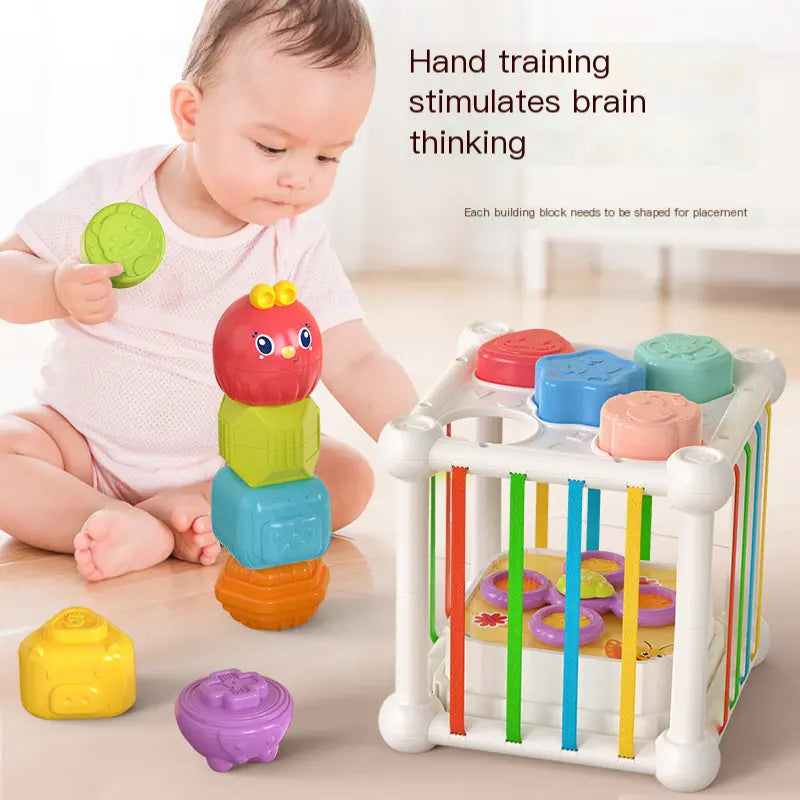 Baby Activity Cube Toy – Shape Sorter & Carrot Pull Game