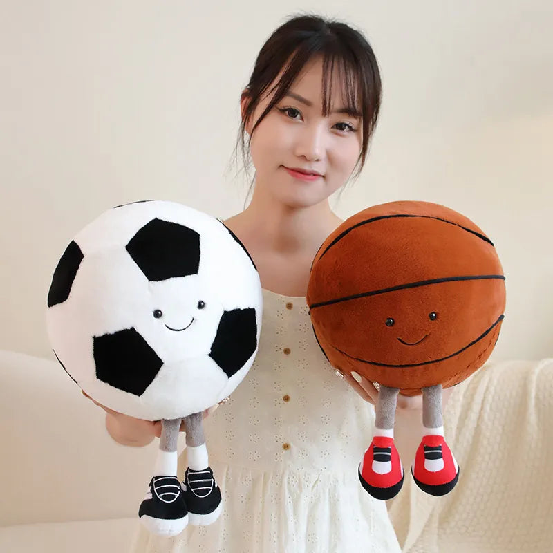 Smiling Sports Ball Plush Toys with Shoes