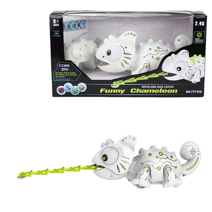 RC Chameleon Toy with Flashing Lights & Tongue Catch