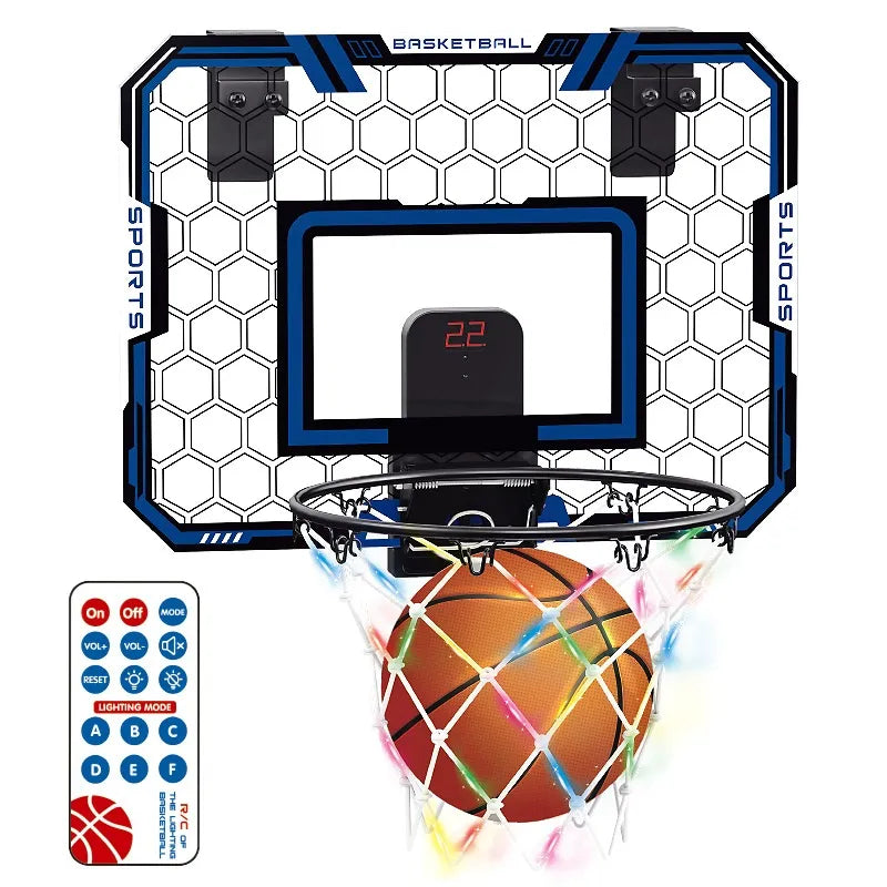 LED Electronic Indoor Remote Control Basketball Hoop Set