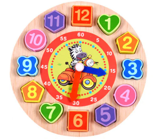 Colorful Wooden Shape Clock Toy for Kids Learning