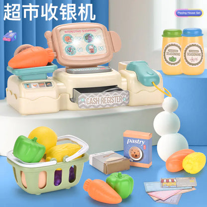 Interactive Cash Register Set with Groceries