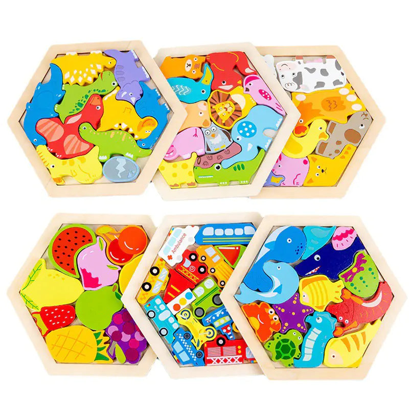 Montessori Wooden 3D Learning Puzzles - Kids' Educational Toys