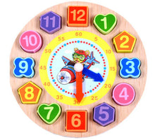 Colorful Wooden Shape Clock Toy for Kids Learning