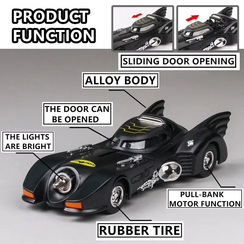Batmobile Diecast Car Toy – Sleek Pullback Action Ride
