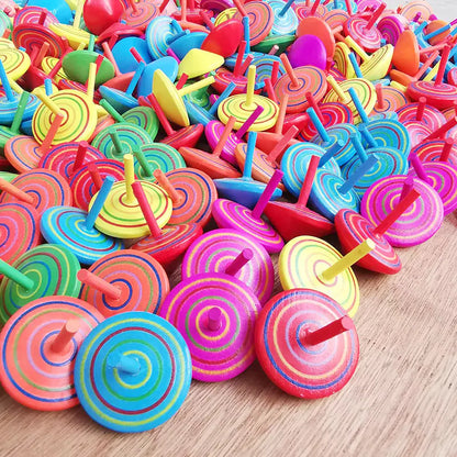 Colorful Wooden Spinning Tops – Classic Toy for Kids