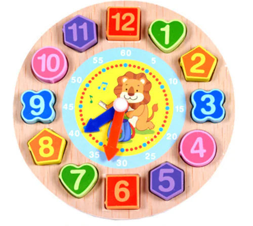 Colorful Wooden Shape Clock Toy for Kids Learning