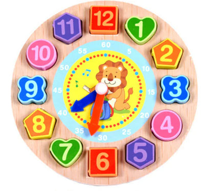 Colorful Wooden Shape Clock Toy for Kids Learning