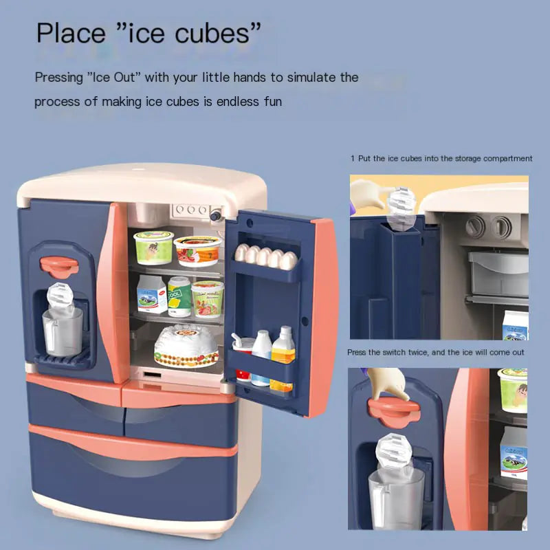 Mini Spray Refrigerator Toy Set with Food & Light