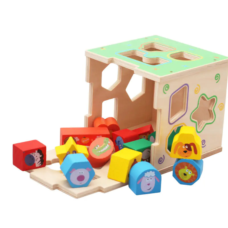 Animal Shape Sorter Cube – Wooden Puzzle Learning Toy