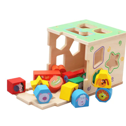 Animal Shape Sorter Cube – Wooden Puzzle Learning Toy