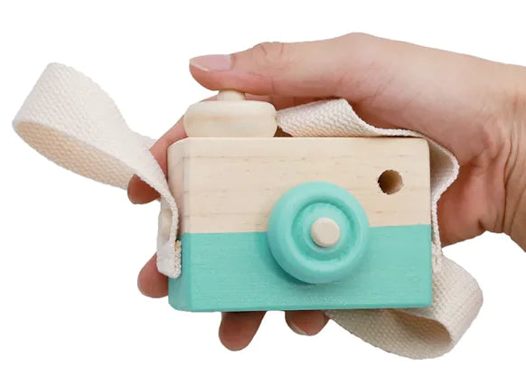 Wooden Toy Camera with Strap For Kids