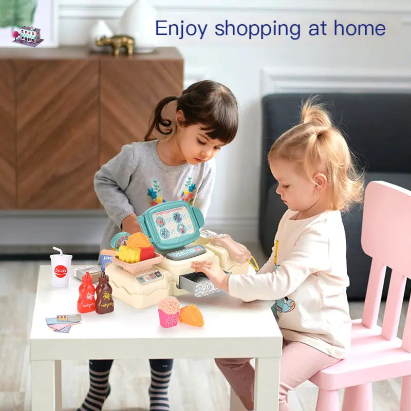 Interactive Cash Register Set with Groceries